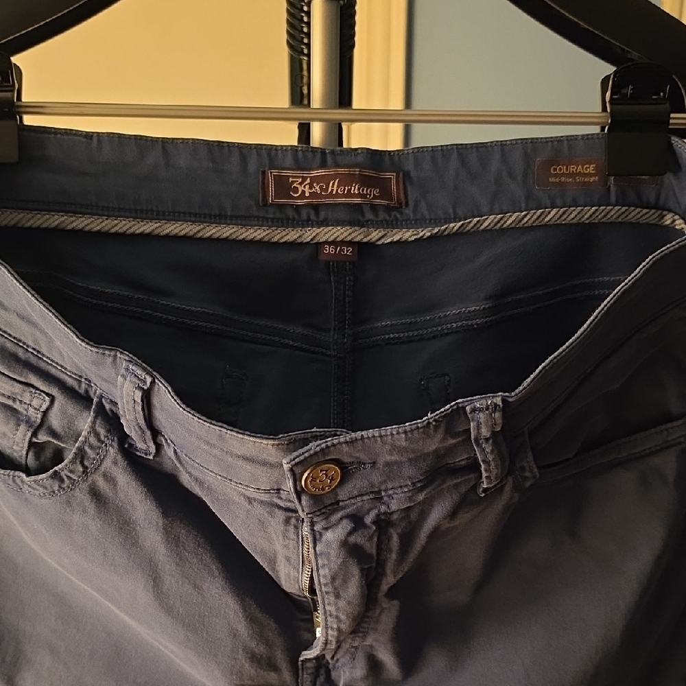 34 Heritage Men’s Navy Chinos - Courage Straight Fit